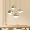 Hängslampor nordiska matsalskronor 1/3/4/5 huvuden konst kreativ fiskform dekor hem inomhus belysning kök ö restaurang hangi