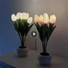 Lampes de table LED lampe tulipe veilleuse décoration intérieure simulation pot de fleurs atmosphère cadeau en pot planttable