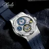 Armbanduhren Haofa Manuelle Mondtourbillon Mechanische Herrenuhr GMT Saphir Fliegende wasserdichte Luxus-Tag- und Nachtarmbanduhren