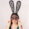 Spitze Bunny Girl Haarband Party Wimpern Spitze Masken Schleier Abdeckung Bunny Nachtclub Niedliche Ohren Stirnband Geburtstag Performance Zubehör Kopfschmuck Festliche Lieferungen