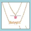 Pendant Necklaces Pendants Jewelry Sweet Layered Necklace Girls Acrylic Butterfly Double Layer Letter Alphabet Angel Honey Gift For Women