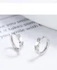 Hoop Huggie réel 925 boucles d'oreilles en argent Sterling pour les femmes de mariage saint valentin coeur romantique brillant CZ bijoux fins DA2862Hoop