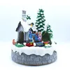 Obiekty dekoracyjne figurki muzyczna dekoracja świąteczna porusza ozdoby świąteczne z lekką żywicą śnieżną posąg sezonowe zimowe wakacje
