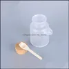 Frosted plastic cosmetische flessen containers met kurkdop en lepel badzout masker poeder crème pakking make -up opslagpotten drop levering 20