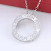 Classic Design Big CZ Circle Pendant Necklace 18K Rose Gold Plating Stainless Steel Necklaces