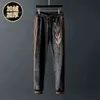 Autumn and Winter Plus Velvet Padded Sports Leisure Suit Men's Brodery Stitching Men's Large Size Sweater Pants Tide Jogger G1217