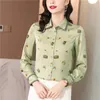 Casual seda feminina manga longa clássico lapela designer blusas camisas de escritório topos outono chicgfeegfee