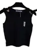 Damen Unterwäsche -Tanks runden Hals Jugend Kurzarm T -Shirt Sexy Colarbone Exponierte kurze Strick -Suspender Vest1614070
