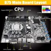 Motherboards ETH Mining Motherboard With CPU Switch Cable SATA LGA1155 12 PCIE To USB MSATA DDR3 B75 BTC MotherboardMotherboards