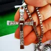 Chains Classic Rhinestone Sliver Color Pendant Men Crystal Jesus Cross 60cm Necklace Activity Male Gift Jewelry Wholesale DropChains