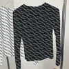 23ss Wavy Letters 여자 T 셔츠 긴 슬리브 메쉬 탑 섹시한 소음 조끼 크기 S-L을 통해보세요