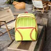 Canvas Softball School Bags Stripes Travel Laptop Ryggsäck Kvinnor pojkeflickor Kids Double Straps Book Bag Dom1946