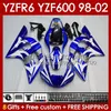 Ramka ciała dla Yamaha YZF-600 YZF R6 R 6 600 cm3 YZFR6 1998 1999 00 01 02 Bodywork 145NO.26 YZF 600 CC Cowling YZF-R6 98-02 YZF600 98 99 2000 2001 2002 Fairing Blue BLK Blue BLK