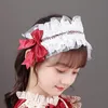 Haaraccessoires Elegante lolita -clip voor meisjes rood wit schattig kanten Accessorie kleine meid kind boog mooie band