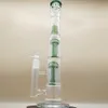 16 "Three Layer Heady Bong Green Straight Hookah Water Pipe Bong Glass Bongs rökrör Bongs Vattenflaskor Dab Rigg Size 18mm Kvinnlig fog