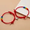 8 set di braccialetti magnetici per coppia per amante del cuore, donna, uomo, LGBT, corda con nodo arcobaleno