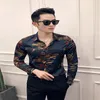 Spring clothing new hair stylist shirt personality color nightclub social brother male slim long sleeve 2022 trend fashion casual shirt Asian size S-4XL
