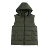 Women's Vests Winter Clothes Women 2022 High Neck Hooded Padded Quilted Vest Streetwear Sleeveless Drawstring Hem Zip Up Puffer Jacket Gilet