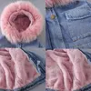 Gi￹ per le ragazze invernali abbigliamento per bambina vestiti jean giacca esterna di pelliccia di velluto per bambini parka giacca per bambini in denim per bambini