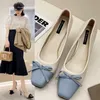 Designer-Designer-Dress Shoes Stitching Square Toe Pumps Bow-knot Shallow Work Ladies Single Elegant Comfy Chunky High Heels Slip On Woman F