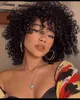 Wigs Afro Kinky Curly Wig With Bangs Full Machine Made 180 200 250 Density Remy Brazilian Short Human Hair s 220707