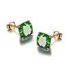 Stud Classic örhängen för kvinnor Shiny Square Green Cubic Zircon Earring Party Fashion Jewelry Giftstud