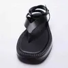 sandals Summer Women Shoes Black Flat Leather Fashion Sandals Flip-Flop Za Lace-Up Thick Soles Ankle Strap For 220623