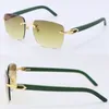 Wholesale Metal Rimless 8300816 Sunglasses Plaid Green Plank Unisex High quality Sunglasses C Decoration 18K Gold Frame Outdoor Design Classical Model glasses