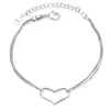 Bracelets de charme Coração fofo para mulheres joias de alta qualidade 925 prata esterlina pulseira dupla pulseira feminina Princesa Gift Kent22