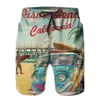 Pantaloncini da uomo Vintage Tropical Beach Seaside Car con tavola da surf Uomo Casual Board Vacation Quick Dry SwimwearMen's