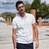 KUEGOU cotton cardigan polo shirt summer Men's poloshirt fashion extension men polo shirts short sleeves top plus size ZT-3391 220402