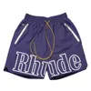 RHUDE hommes shorts été haute rue alphabet impression cordon 3m réfléchissant hip-hop pantalons décontractés plage cinq points shorts hommes à la mode