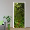 3D Дверная фреска зеленая лесная наклейка DIY Самоадлеятные водонепроницаемые обои плакат гостиная дома украшения наклейки на стены 220426
