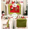 Juldekorationer 2022 dekoration Family Elk Chair Cover for Home Santa Claus Snowman Set Personalized