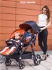 Strollers# Twin Baby Sroller 2022 Luxury Double Stroller Can Sit High Landscape Folding Umbrella Four Wheel Quality CartStrollers#