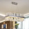 Modern Hanging Chandelier Pendant Lamps For Dining Room Luxury Rectangle Kitchen Island Crystal Lamps Chrome/Gold Led Home Decor Light Fixture