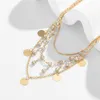 Vintage Zircon Rhinestone Tennis Chain Halsband för kvinnor 2022 Fashion Statement Sequin Tassel Pendant Choker Neck Accessories