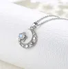 925 Silver Polaris Moon Necklace Rhinestone Diamond Star Moonstone Pendant Cross Lovers Gift Jewelry Pendant No Box