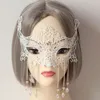 Masques de fête de mariage 2022 Strass Hoco Prom Dance Blanc 22cm * 12cm Demi-visage supérieur Mascarade Pyjama Bachelorette Demoiselles d'honneur Cadeaux Dentelle Eye Halloween Discothèque