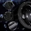 Black Stones Steering Wheel Cover For Women Bling Crystal Fit 14215 Inch Car Accessories Interior Parts Car products J220808
