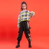 Stage Wear Kid Hip Hop Clothing Print Crop Sweatshirt Lange Mouw Shirt Tactical Cargo Pants For Girl Jazz Dance Kostuum Kleding Streetwears Streetwears