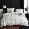 Bedding Sets Supplies Home Textiles Garden Fashion Pleat Design Comforter Court Style Bed Duvet Er Set Pillowcase Solid Color Bedclothes D