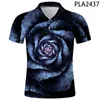 Herrpolos sommarblomma 3d tryckt skjorta män streetwear mode camisas harajuku cool kort ärm avslappnad hombres ropamen's Men'smens mil