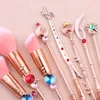 Sailor Moon Makeup Brushes 8pcs Anime Magic Wand Cosmetics Brush Set with Pink Pouch Professional Foundation Powder Flat Eyeline Blush Brushes Kit