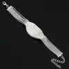 Bangle forma oval strass completo multicamada Luxuly elegante e charme de cor de prata Bracelets Love Wedding Prom B190bangle