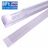 V Em forma de luzes de tubo conduzido 8FT 2,4 M 72W 100 W 144W Ho F96 T8 T10 T12 Lâmpada Fluorescente Super Brilhante Perfil Lowable Loja Luzes Integradas Teto Montado Oêmulo