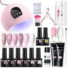 Nail Gel Toy UV Set Extension Glitter med LED-lampa suga av manikyr s Konstdekorationer Verktygssatser 0328