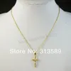 Pendant Necklaces YELLOW GOLD OVERLAY 18" NECKLACE & JESUS CROSS GOD CUTE SHAPEDPendant NecklacesPendant