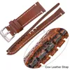 Cowhide Band 18 20 22 24mm vintage lederen vervangende bandriem met geborsteld roestvrijstalen gesp G220420