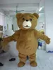 Haute qualité chaude mascotte taille adulte dessin animé longue peluche ted ours brun mascotte Costume mascotte Halloween costume de noël